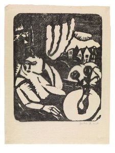 Hollandsk: Interieur eller siddende kvinde ved vinduet af Gustave de Smet