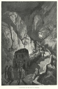 En diligence på vejen til Granada (kobberstik) af Gustave Dore