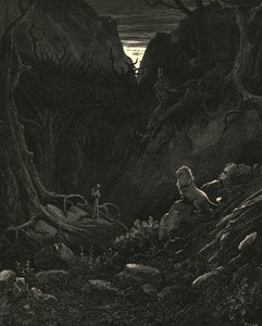 En løve kom, imod mig som det ser ud, c1890. af Gustave Dore