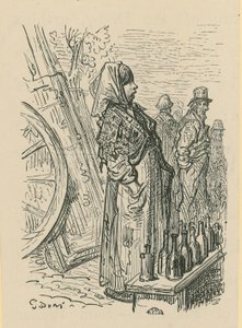 En kvinde, der sælger glasflasker af Gustave Dore