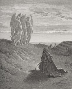 Abraham og de tre engle, illustration fra Dores 