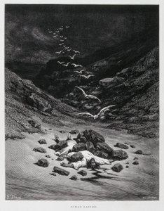 Akan stenes til døde (Josh. 7:1,10-26), Illustration fra Dore Bible af Gustave Dore