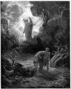 Adam og Eva jages ud af Paradiset - Illustration af Gustave Dore for The Bible. af Gustave Dore