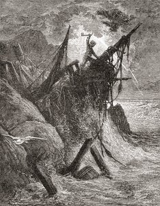 Efter et originalt værk af Gustave Dore til bogen The Toilers of the Sea af Victor Hugo. Fra Life and Reminiscences of Gustave Dore, udgivet i 1885. af Gustave Dore