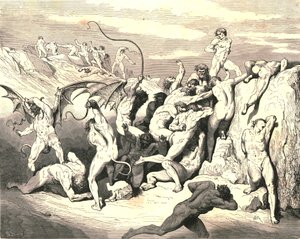 Ah! Hvordan de fik dem bundet ved den første stribe!, c1890. af Gustave Dore