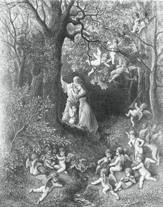 Angelica og Medoro, fra The Frenzy of Orlando af Gustave Dore