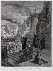 Artaxerxes giver frihed til jøderne i Persien, Illustration fra Dore-bibelen af Gustave Dore