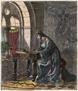 Bertrade af Montfort (1070-1117) Dronning af Frankrig (kone til Philip I, konge af Frankrig) i Fontevrault - Indgravering af Gustave Dore fra det 19. århundrede i "" National History Illustred of France fra de mest tilbagetrukne tider til i dag" 1876 - Pri af Gustave Dore