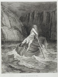 Charon, the Ferryman of Hell, fra The Divine Comedy (Inferno) af Dante Alighieri (1265-1321) indgraveret af Stephane Pannemaker (1847-1930) ca. 1868 af Gustave Dore