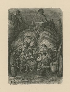 Børn, der sidder bag på en bryggerivogn af Gustave Dore