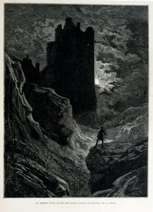Croque-Mitaine; 1863 illustration, af Gustave Dore (1832 1883); Fransk kunstner, grafiker, illustrator. Croque-Mitaine (The bogeyman) en ondsindet karakter præsenteret for børn for at skræmme dem og dermed gøre dem klogere. af Gustave Dore