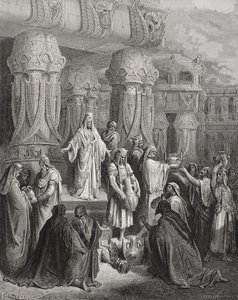 Cyrus Restoring the Vessels of the Temple, illustration fra Dores 