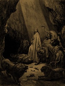 Daniel i løvernes hule af Doré. - Bibel af Gustave Dore
