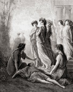 Daphnis et Alcimadure, fra en slutning af 1800-tallets udgave af Fables de La Fontaine (trægravering)