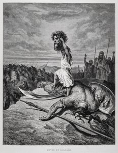Daavid surmaa Goljatin, kuva Doren Raamatusta af Gustave Dore