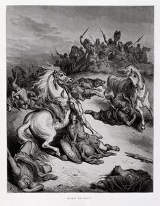 Kong Saul af Israels død, illustration fra Dore-bibelen af Gustave Dore