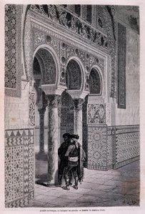 Detalje af Arcade of the Alcazar i Sevilla - af Doré, i "" Tour du Monde"", 2. sem. 1866. af Gustave Dore