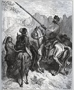 Don Quixote accepterer missionen foreslået af Dorothe-Princess of Micomicon - fra "Don Quixote de la Mancha" af Miguel Cervantes af Gustave Dore