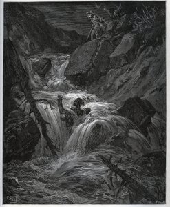 Dorothee, deguisee som en ung bonde, slipper sin lystige kammertjener løs - fra "" Don Quixote de la Mancha"" af Miguel Cervantes af Gustave Dore