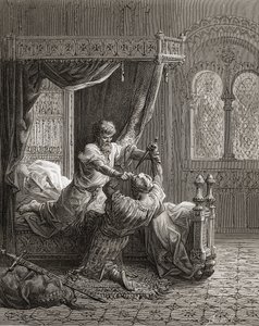 Edward I (1239-1307) af England dræber hans ville blive snigmorder i juni 1272, illustration fra 