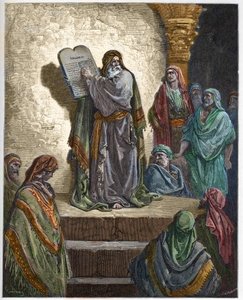 Ezra den skriftlærde læser loven for folket - - indgravering i "The Bible illustree" af Gustave Dore (1832-1883) - Indgravering fra "" The Dore Bible"" af Gustave Dore