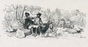 La Fontaines fabel "Ulven og hunden" af Gustave Dore
