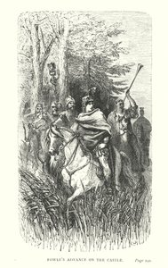 Fowles fremrykning mod slottet (kobberstik) af Gustave Dore