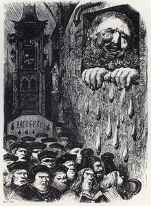 Gargantua sørger over sin kones død - Gargantua sørger over sin kone - illustration fra 