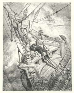 Gustave Dore-illustration til Coleridges Rime of the Ancient Mariner (kobberstik) af Gustave Dore