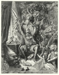 Gustave Dores Don Quixote: "En verden af uordnede forestillinger, plukket ud af hans bøger, trængt ind i hans fantasi" (gravering) af Gustave Dore