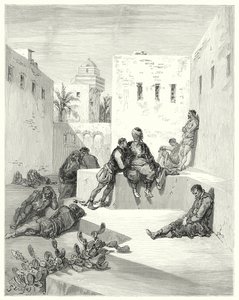 Gustave Dores Don Quixote: "Endelig besluttede jeg at stole på en overløber fra Murcia, som havde vist mig store beviser på sin venlighed" (gravering) af Gustave Dore