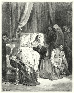 Gustave Dores Don Quixote: Don Quixotes død (gravering) af Gustave Dore