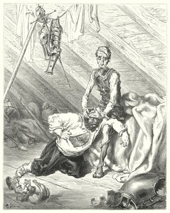 Gustave Dores Don Quixote: "Han troede i sandhed, at hans sidste time var kommet" (gravering) af Gustave Dore