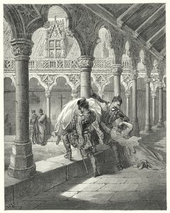 Gustave Dores Don Quixote: "Lucinda, der fandt sig selv i hans magt, faldt i svime" (gravering) af Gustave Dore