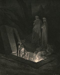 Han, snart der jeg stod ved gravens fod, eyd mig en plads, c1890. af Gustave Dore
