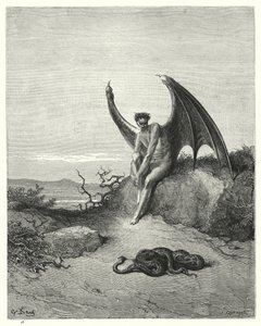 Illustration af Gustave Dore til Miltons Paradise Lost, bog IX, linje 182, 183