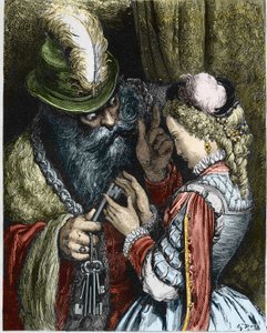 Illustration til "" Blåskæg"" af Gustave Dore