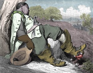 Illustration til "Le petit poucet", skrevet i 1697 af Charles Perrault (1628-1703) af Gustave Dore