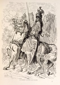 Illustration af Roland til hest. fra La legende de Croque-Mitaine. af Gustave Dore