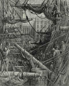 I London Docks. Gravering: Gustave Doré. Fra: "London - A Pilgrimage", tekst af W. B. Jerrold, indgraveret C. Maurant, 1872. af Gustave Dore