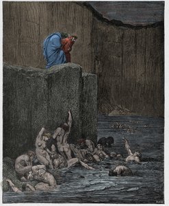 Inferno, Canto 18: Forkælende og smigrende i den ottende cirkel, illustration fra "Den guddommelige komedie" af Dante Alighieri, 1885 af Gustave Dore