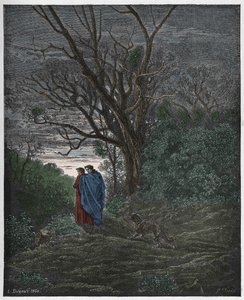 Inferno, Canto 1: Hun-ulven dukker op, illustration fra "Den guddommelige komedie" af Dante Alighieri, 1885 af Gustave Dore