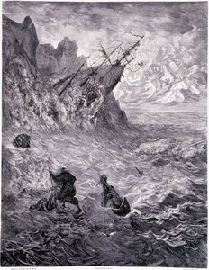 Jeg krydser havene... plade X - Illustration af Gustave Dore (1832-1883), til La legende du Jeif wandering af Pierre Dupont, udgave Librairie du Magasin Picturesque, Paris 1862 af Gustave Dore