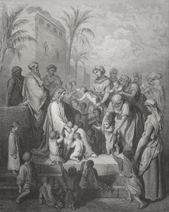 Jesus velsigner børnene, illustration fra Dore
