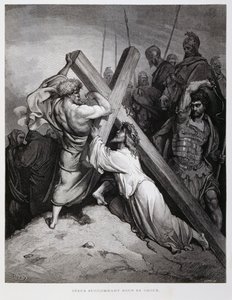 Jesus bærer korset, illustration fra Dore-bibelen af Gustave Dore