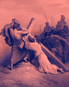 Jesus falder under korset - Bibelen af Gustave Dore