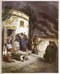 Job hører om hans ruin - Job learant sa ruine - - indgravering i "The Bible illustree" af Gustave Dore (1832-1883) - Gravering fra "" The Dore Bible"" af Gustave Dore
