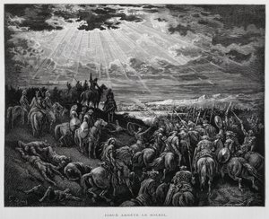 Joshua får solen til at stå stille, Illustration fra Dore Bible af Gustave Dore