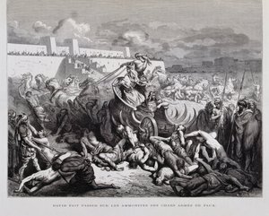 Kong David straffer ammonitterne, illustration fra Dore-bibelen af Gustave Dore