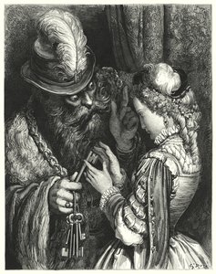 Det blå Skæg; Blåt skæg (gravering) af Gustave Dore